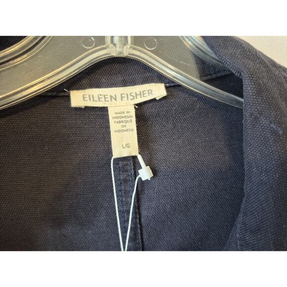 New w/Tags Eileen Fisher Womens Navy Ocean Stand Clear Jacket Large RT $228 - Picture 6 of 11